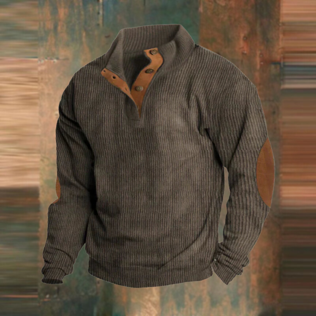 CEDARWOOD - CLASSIC HENLEY RIBBED SWEATER