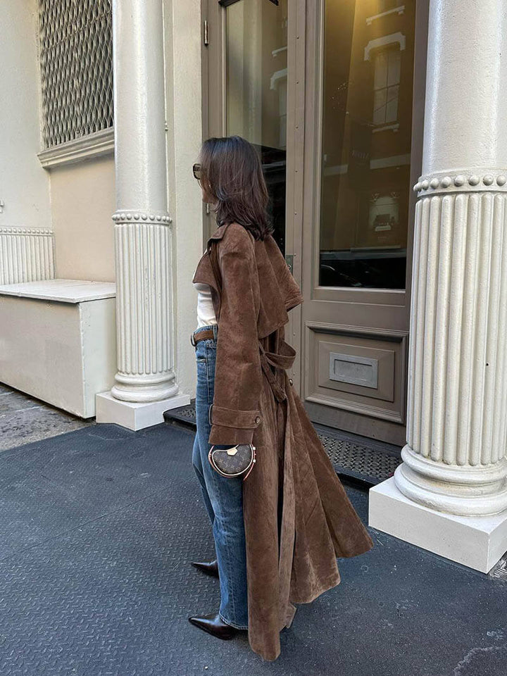 Solana - Suede Leather Trench Coat