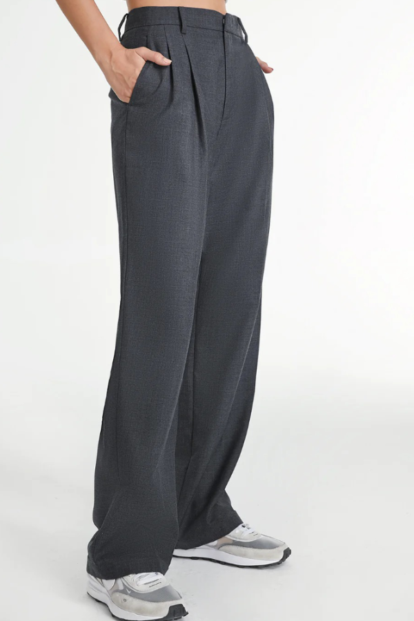 Charcoal Wide Leg Tailored Pants