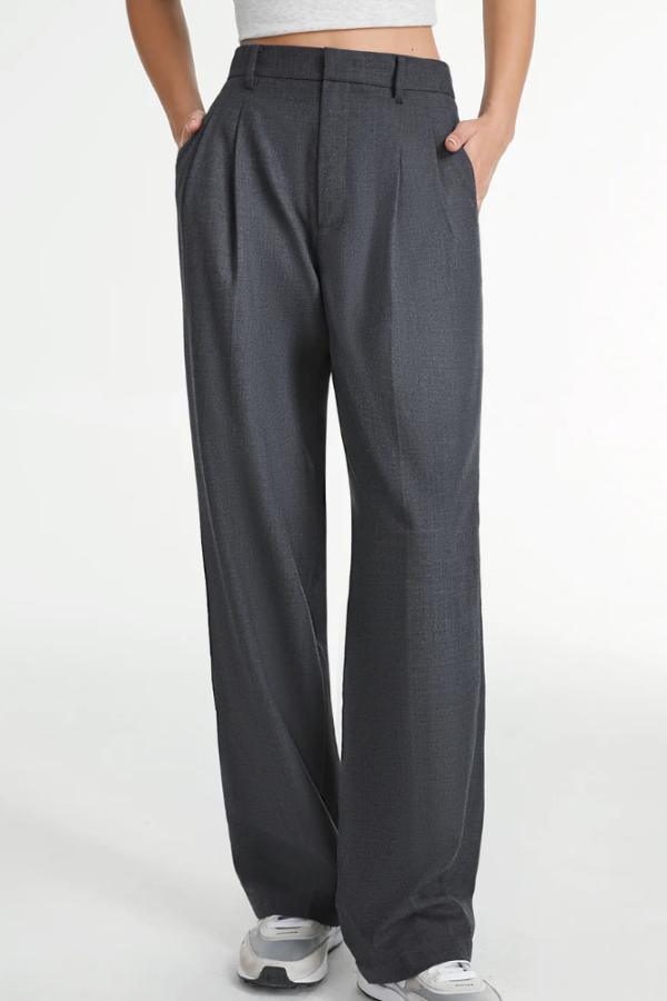 Charcoal Wide Leg Tailored Pants