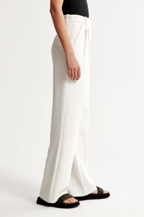 White Wide Leg Tailored Pants