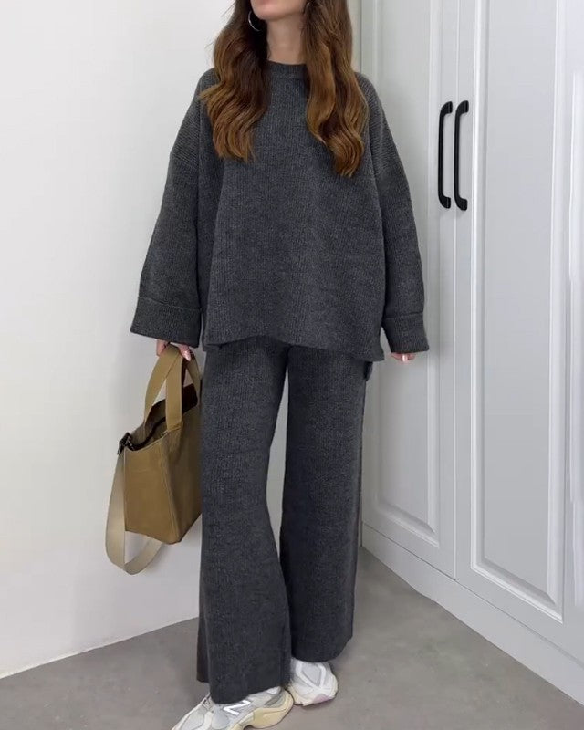 Crewneck Sweater & Pants Two-piece Set