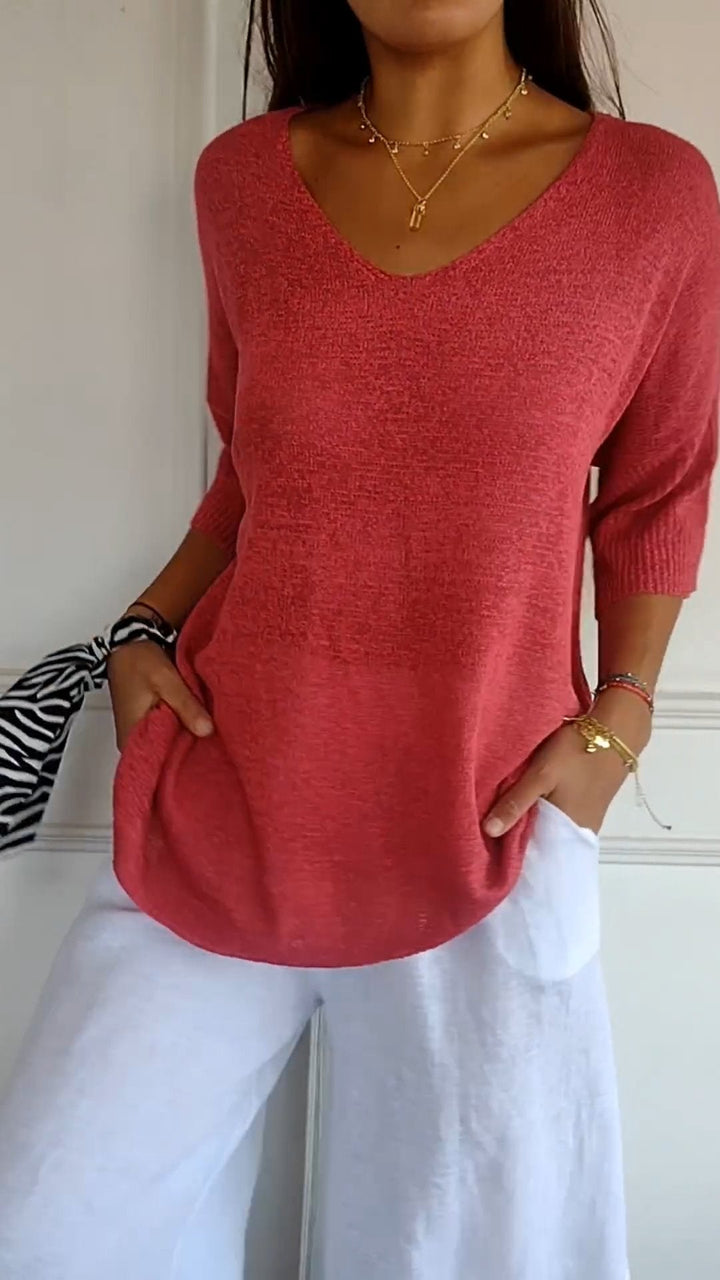 Jill | Knitted top with V-neck